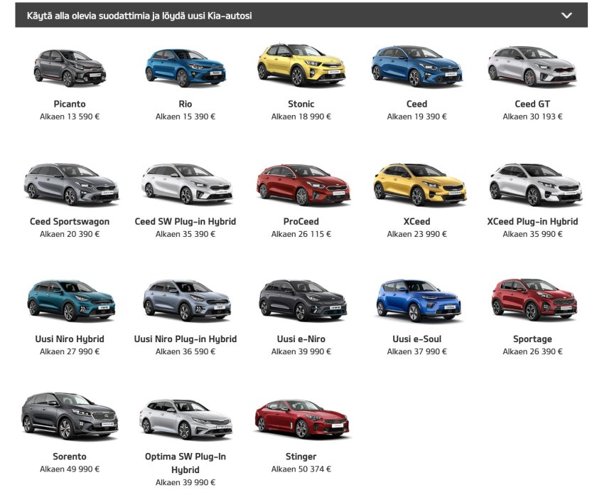 Киа Модельный ряд 2021