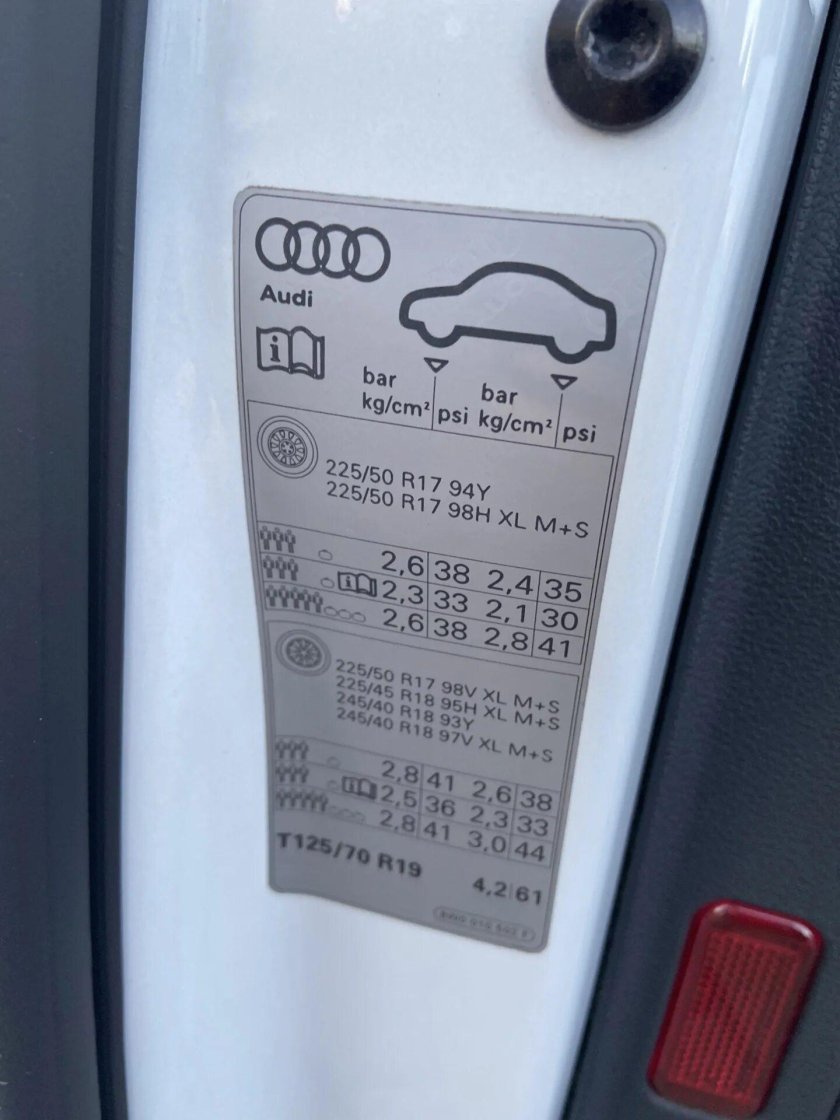 Давление в шинах Ауди а4 2004
