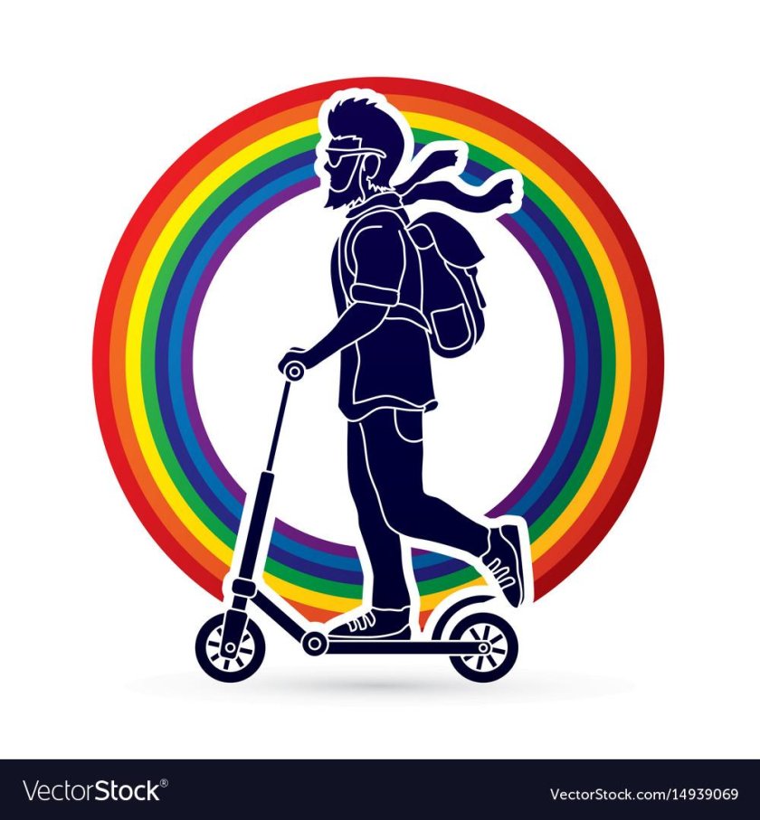 Человек на самокате вектор