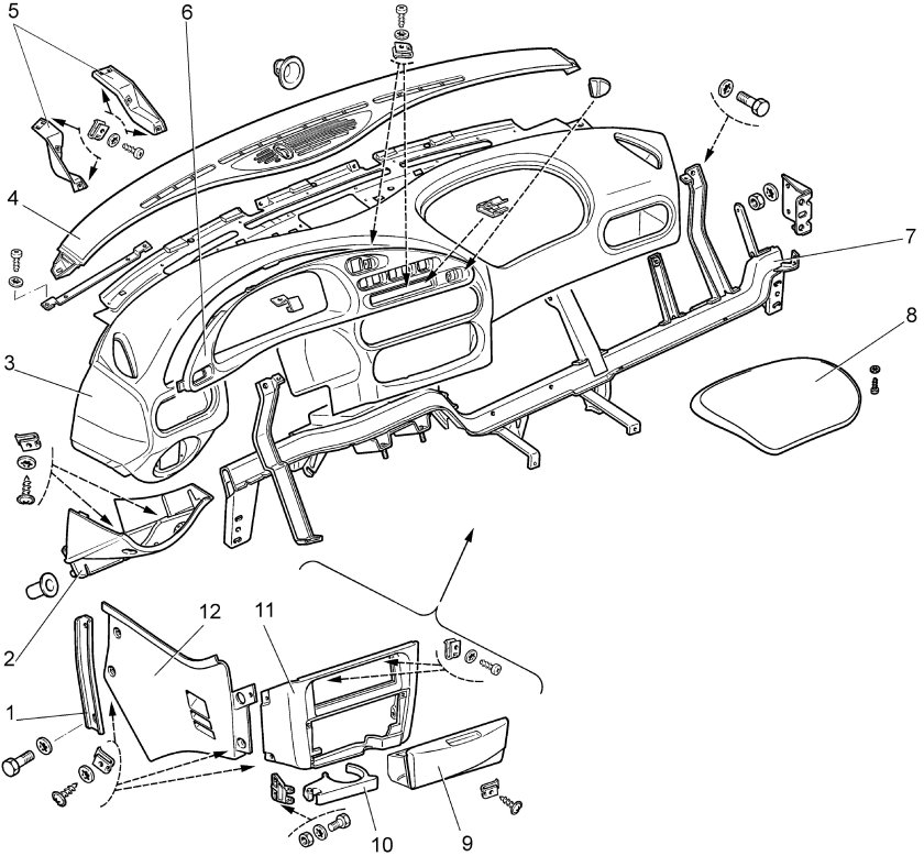 Крепление панели Шевроле Нива
