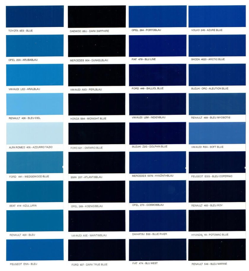 Синий цвет код краски Вольво fm