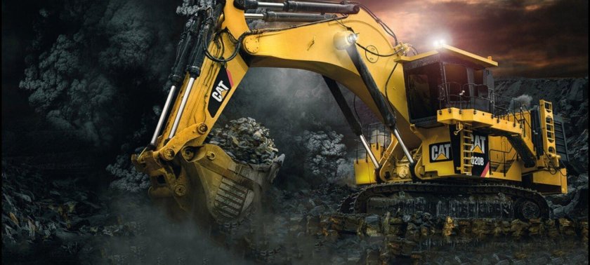 Карьерный экскаватор катерпиллер