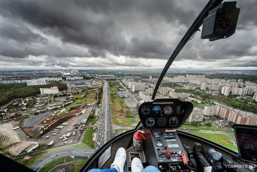 Вид с кабины вертолета