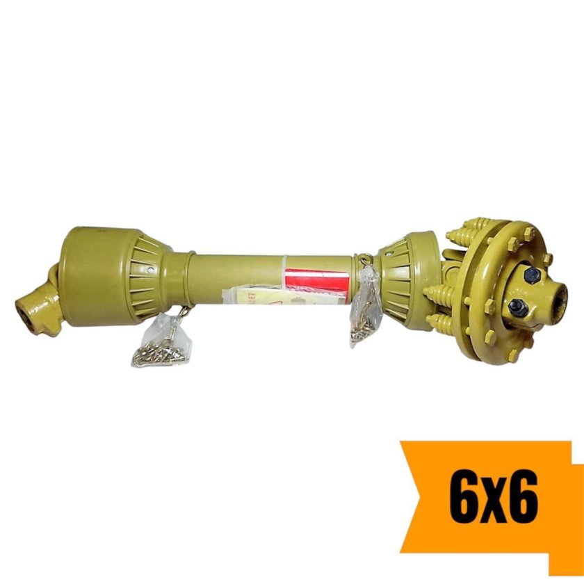 Вал карданный 6*6 шлицов, 610 мм сечение-трехлимонник, с кожухом