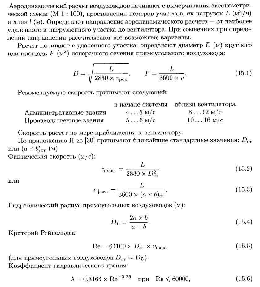 Пример аэродинамического расчета вентиляции
