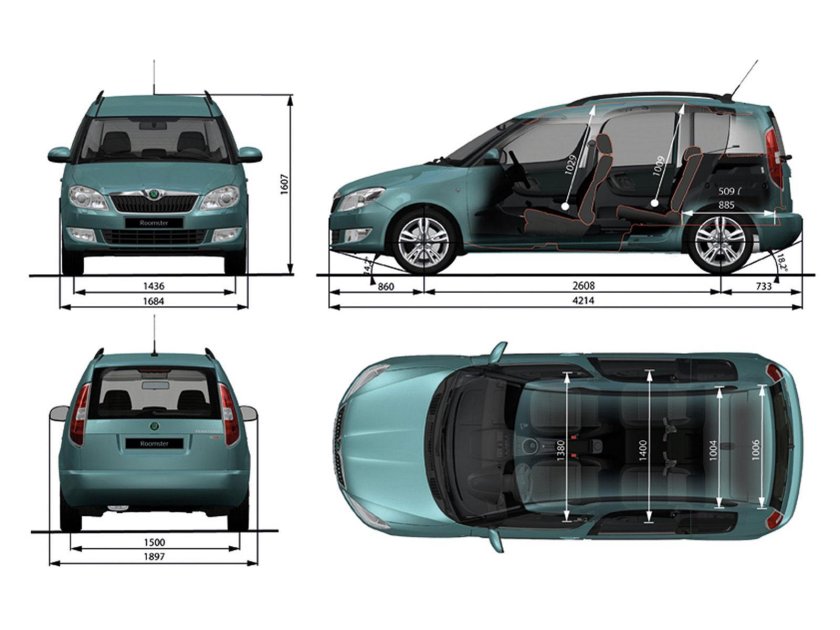 Габариты Шкода Румстер 2012