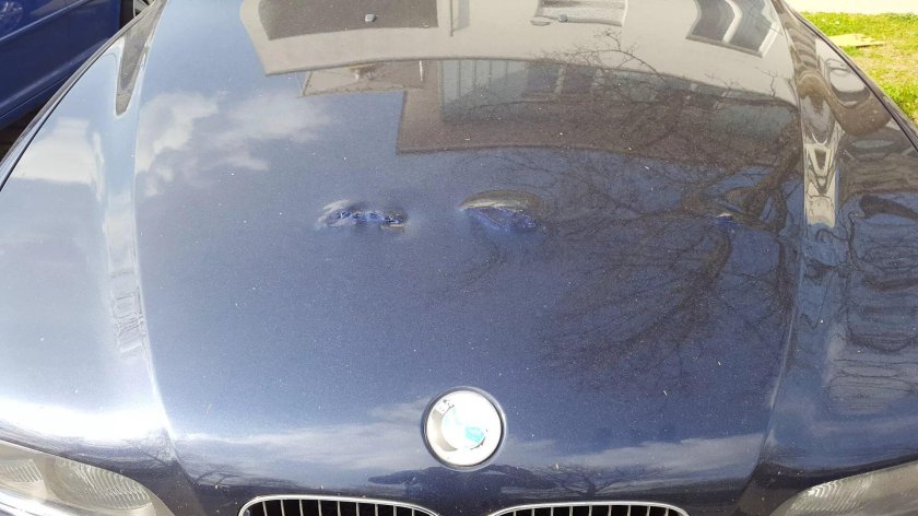 Вентилятор пробил капот БМВ