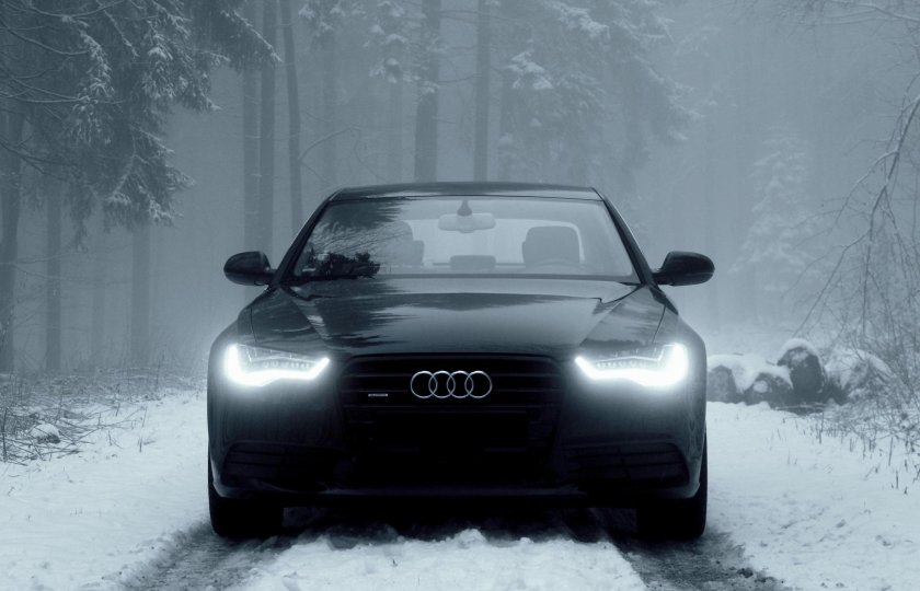 Ауди а6 черная зимой