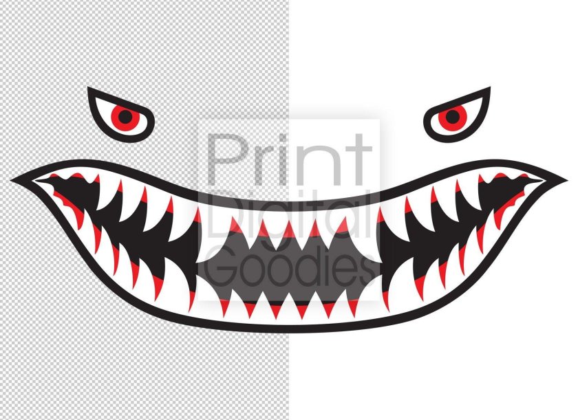 Наклейка зубы акулы