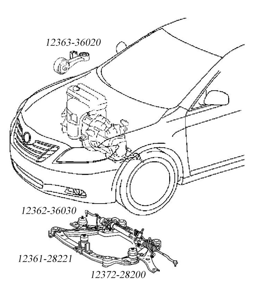 Подушки двигателя Тойота Камри v40 2.4 схема