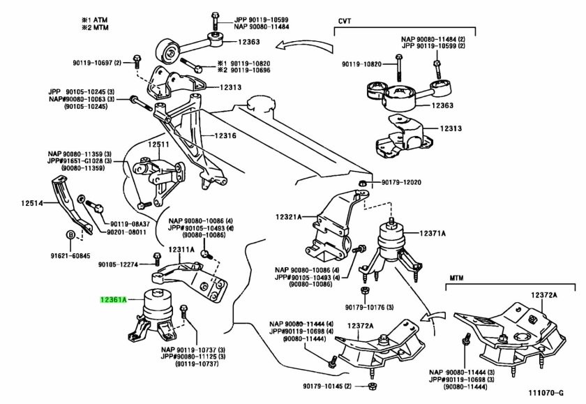 Подушка АКПП Камри sv40