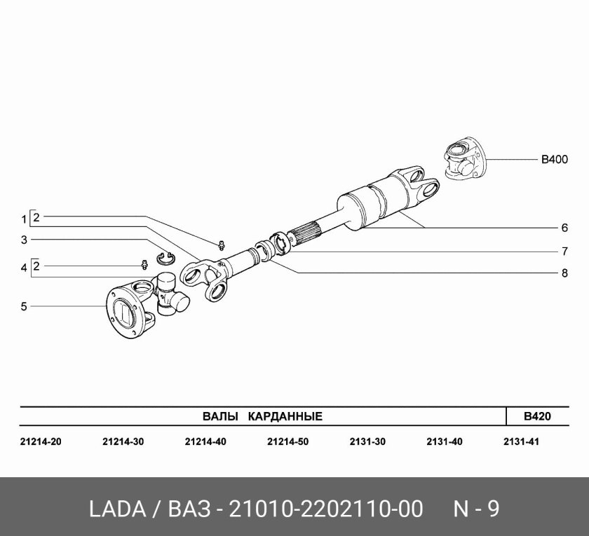 Задний кардан Нива 21214 схема