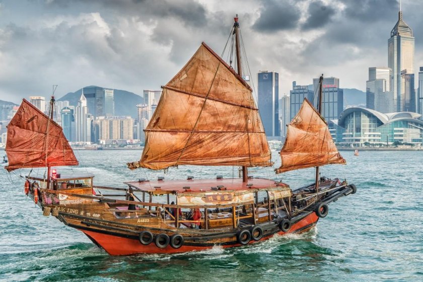 Гавань Гонконг джонки