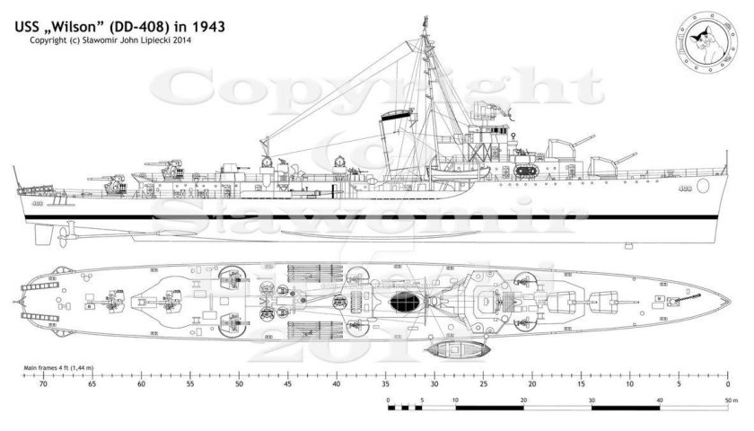 Эскортные миноносцы типа "Хант" чертеж