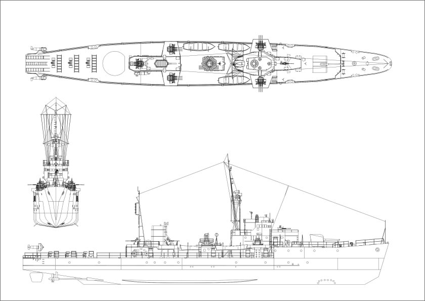 Эскортные миноносцы типа "Хант" чертеж
