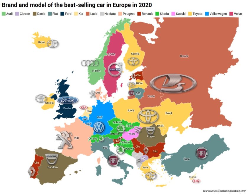 Самые популярные автомобильные марки в Европе
