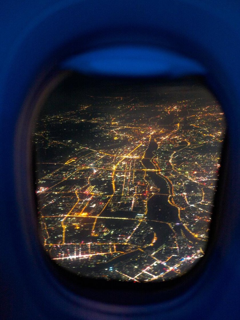 Санкт-Петербург ночной вид с самолета