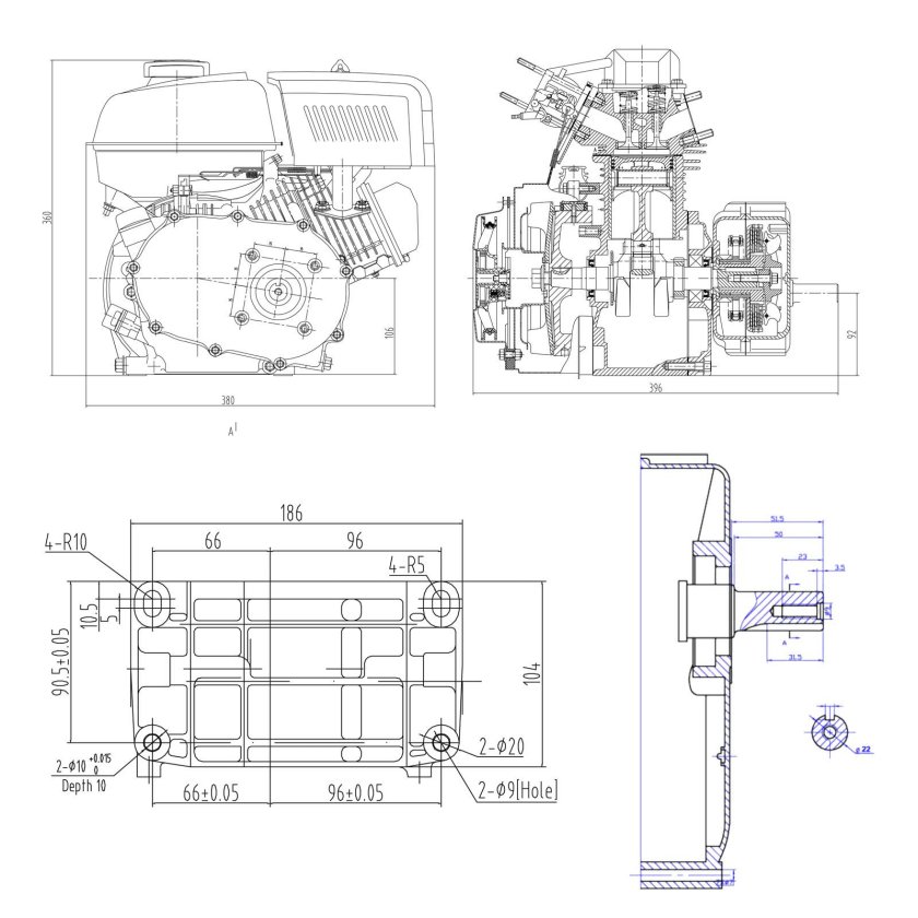 Двигатель Lifan 168f-2 чертеж