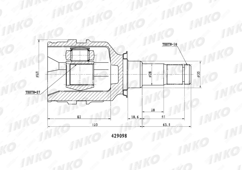Lifan sbac22005 шрус внутренний правый