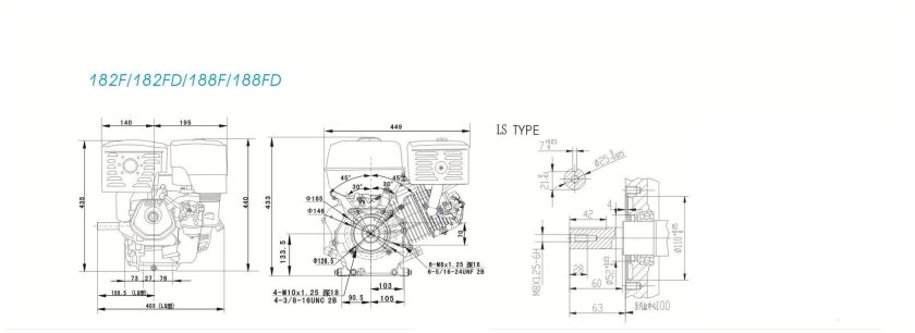 Габариты двигателя Лифан 15 л.с