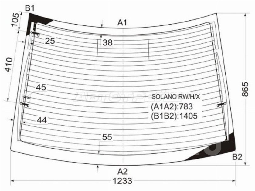Размер заднего стекла Лифан Солано 620