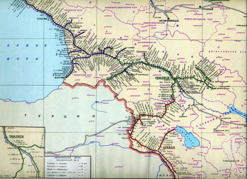Схема Закавказской железной дороги