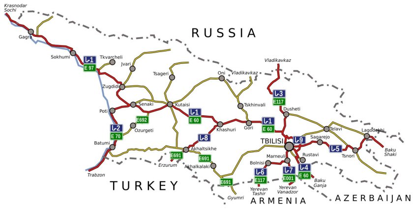 Карта автодорог Грузии