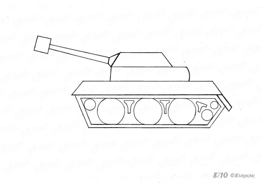 Танк спереди контур