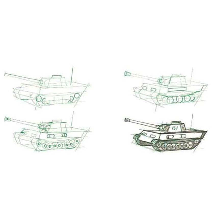 Нарисовать танк т-34 поэтапно