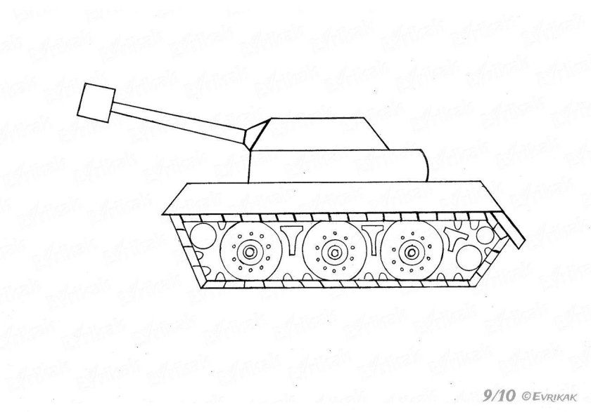 Танк рисунок сбоку детский