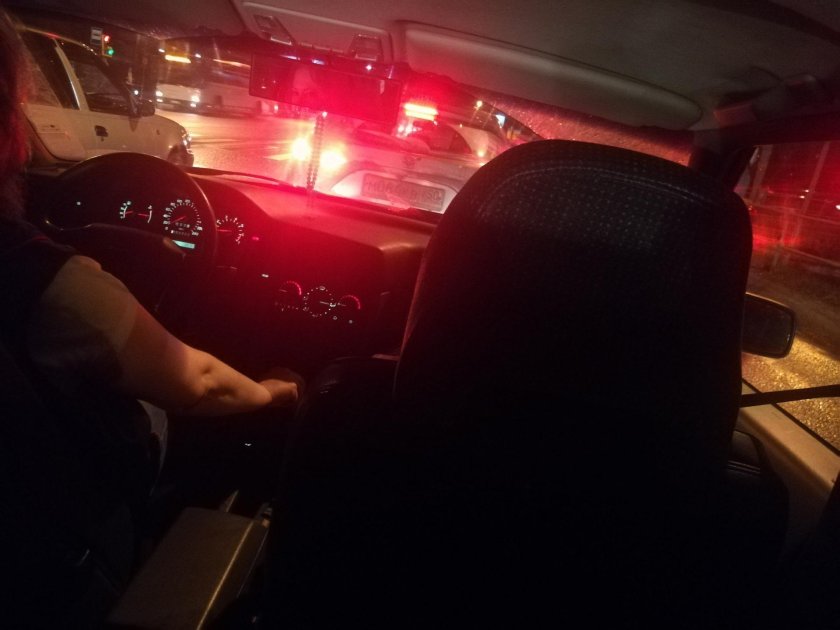 Цветы в салоне машины ночью