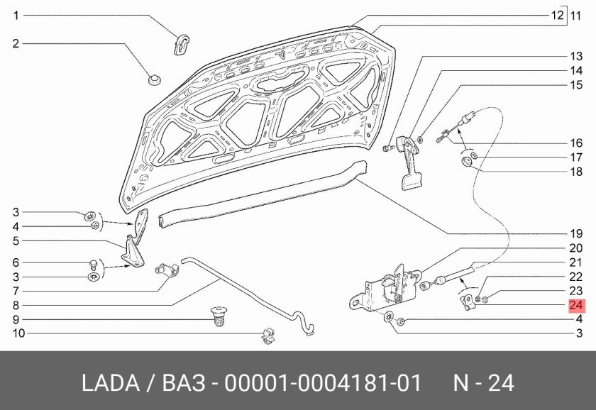 Уплотнитель капота Калина 1118