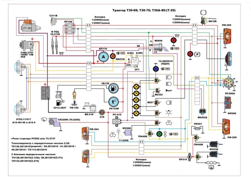 Схема электропроводки т 25