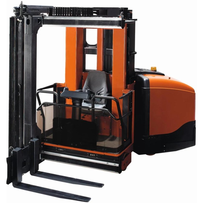 Узкопроходный штабелер с подъемной кабиной