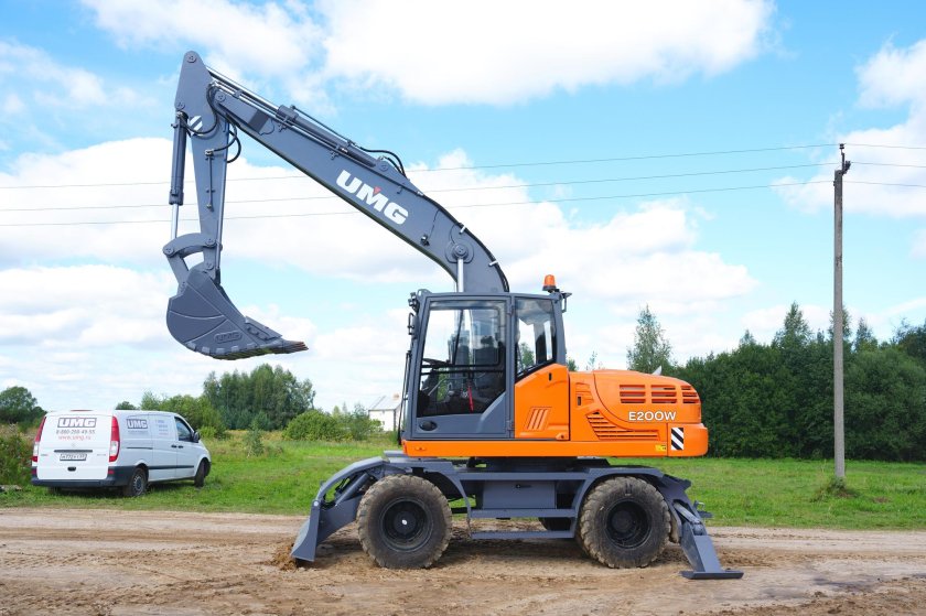 Колесный полноповоротный экскаватор