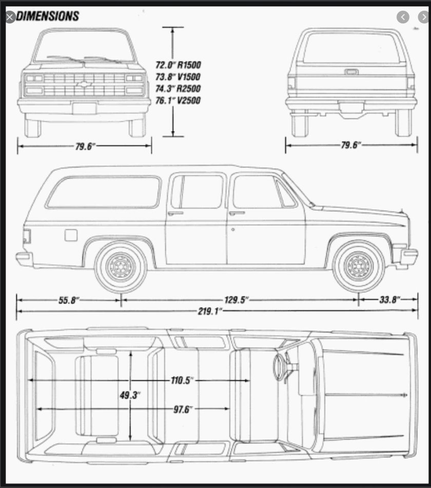 Chevrolet Suburban 1990 габариты