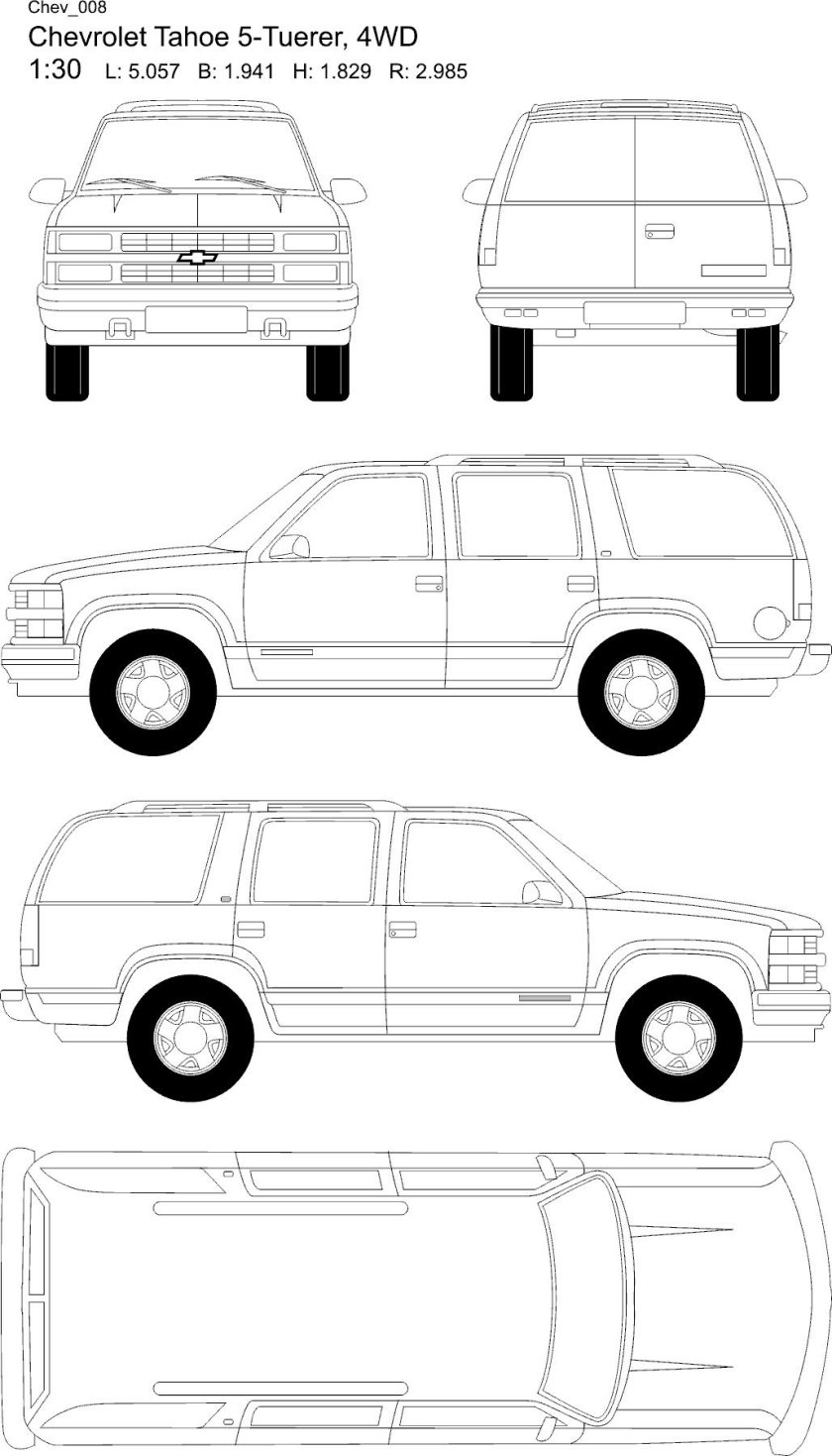 Chevrolet Tahoe 1997 габариты