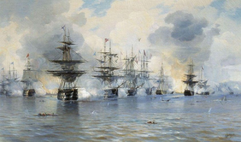 Корабль Азов в Наваринском сражении
