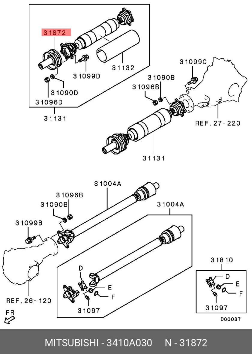 Кардан передний Митсубиси Паджеро 4 длина?