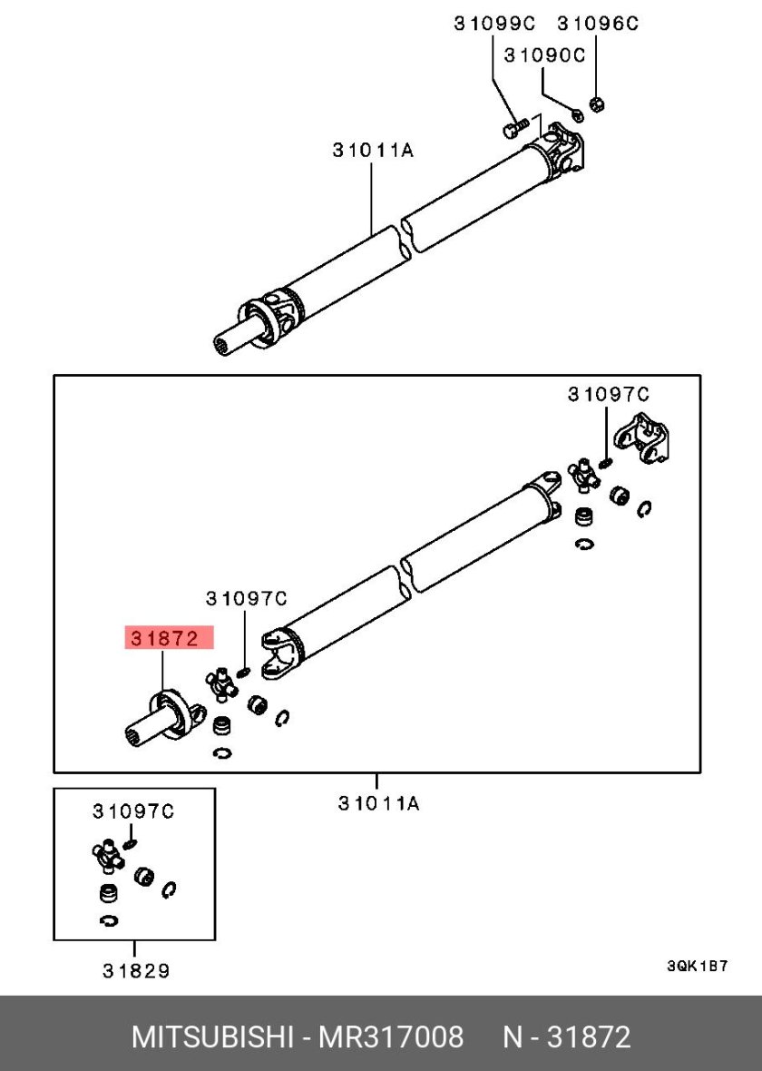 Карданный вал Митсубиси Паджеро спорт