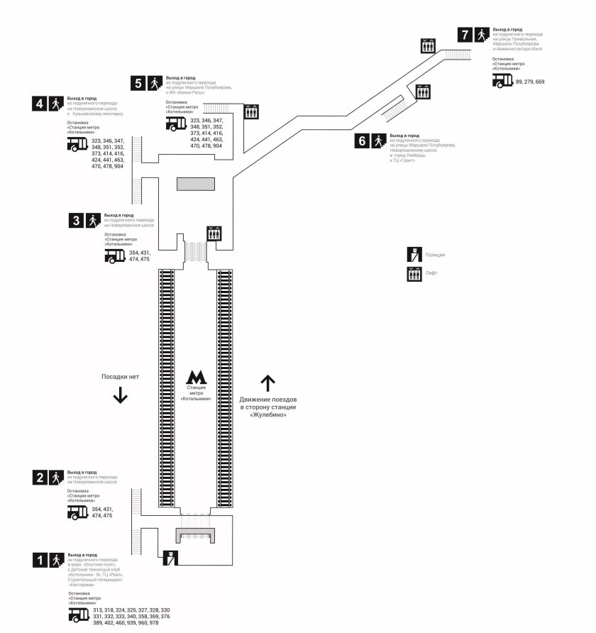 Схема выходов метро Котельники