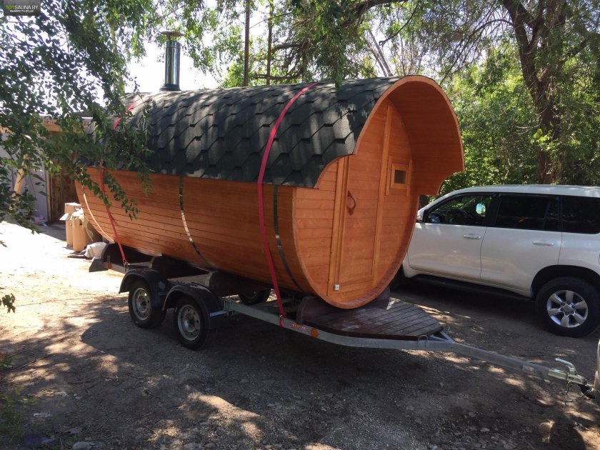 Баня бочка на прицепе