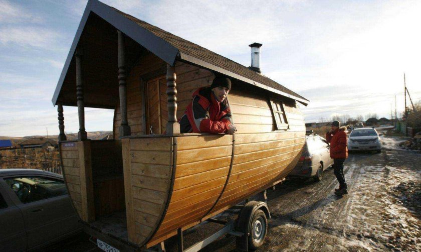 Передвижная баня на колесах