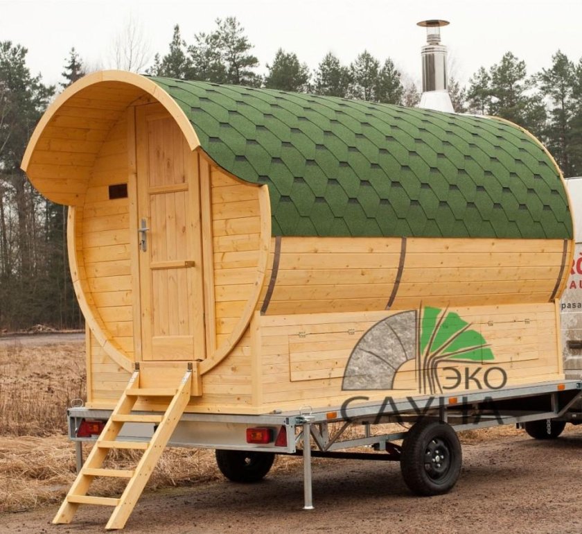 Перевозная баня бочка