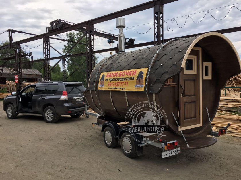 Баня бочка на колесах