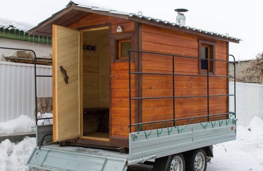 Перевозная баня на колесах