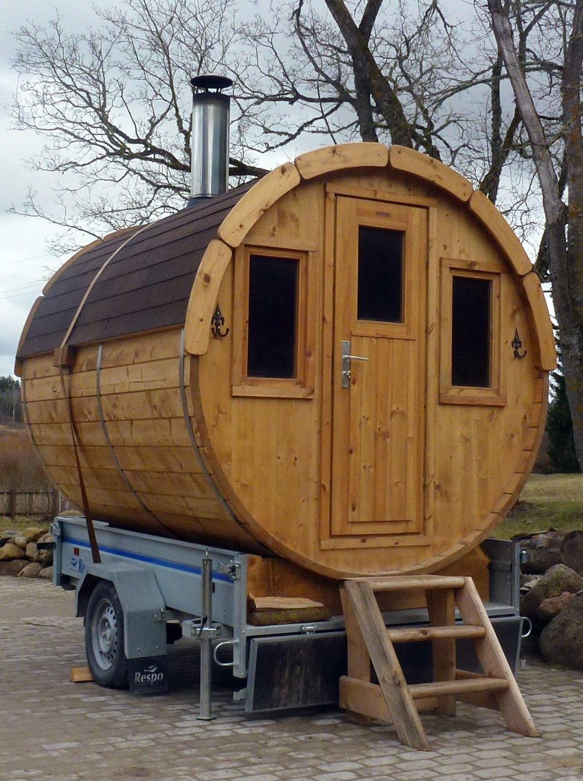Баня бочка передвижная