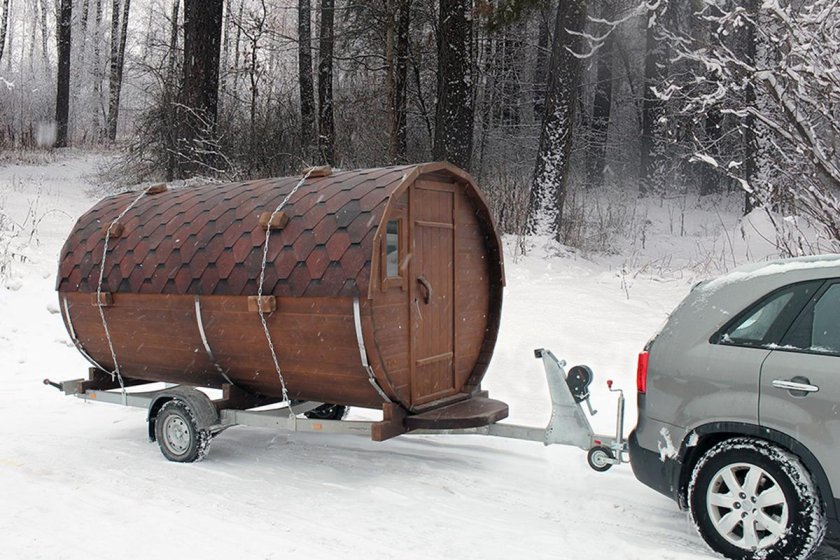 Баня бочка на колесах