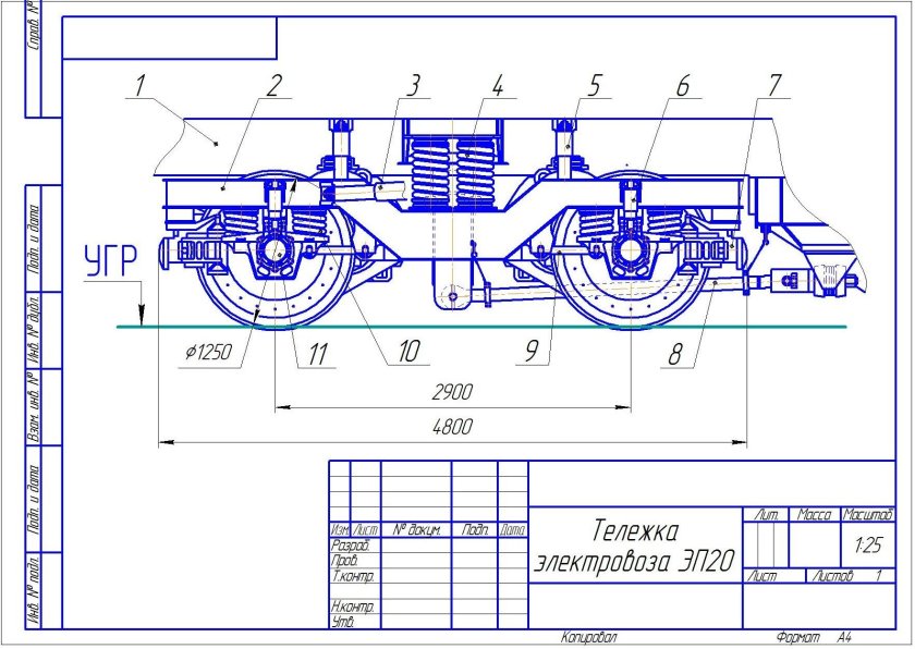Тележка электровоза эп20