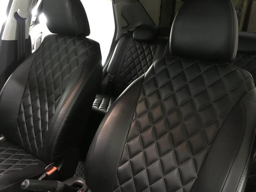 Чехлы Lada Priora SD 2014- ромб экокожа Seintex